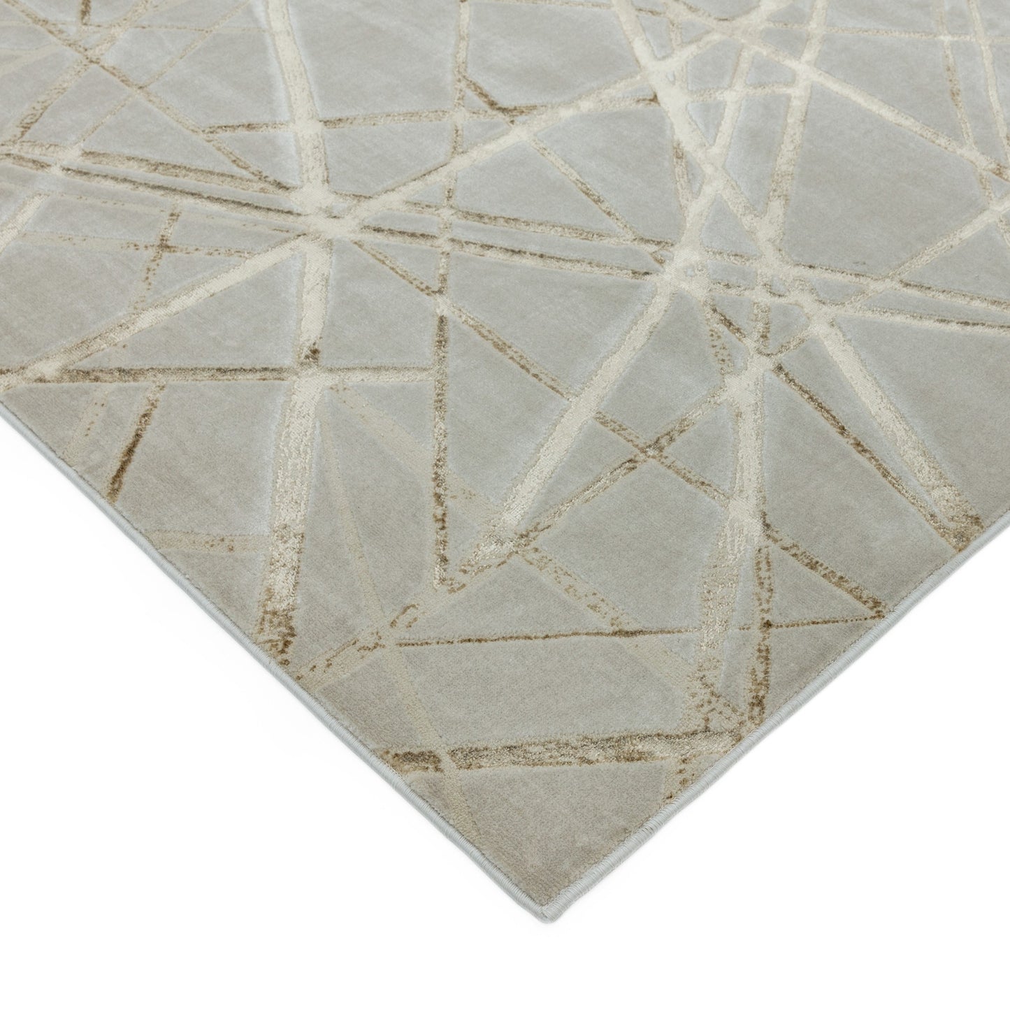 Aurora Mica AU13 Geometric Rugs in Metallic Beige Gold Bronze