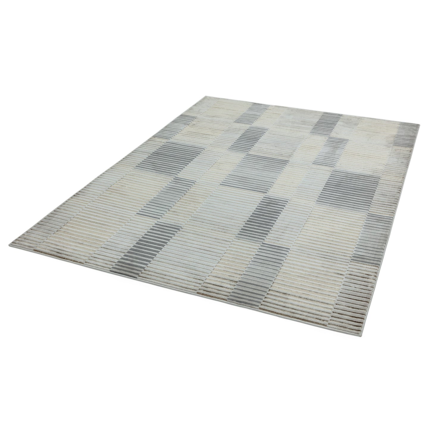 Aurora Ripple AU14 Geometric Rugs in Metallic Gold Silver