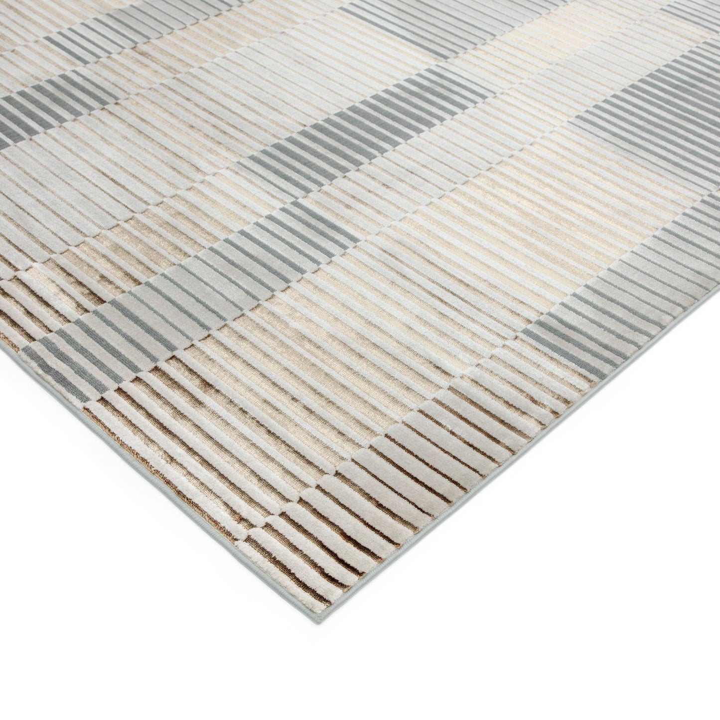 Aurora Ripple AU14 Geometric Rugs in Metallic Gold Silver