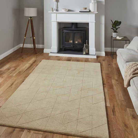 Kasbah KB2025 Geometric Wool Rugs in Beige