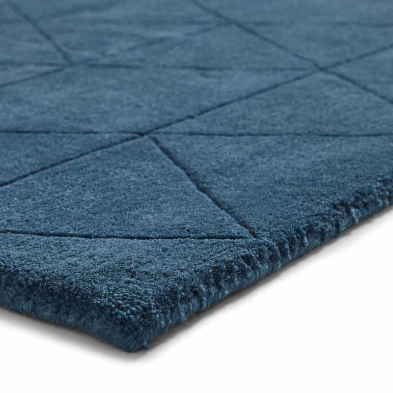 Kasbah KB2025 Geometric Wool Rugs in Dark Teal Blue