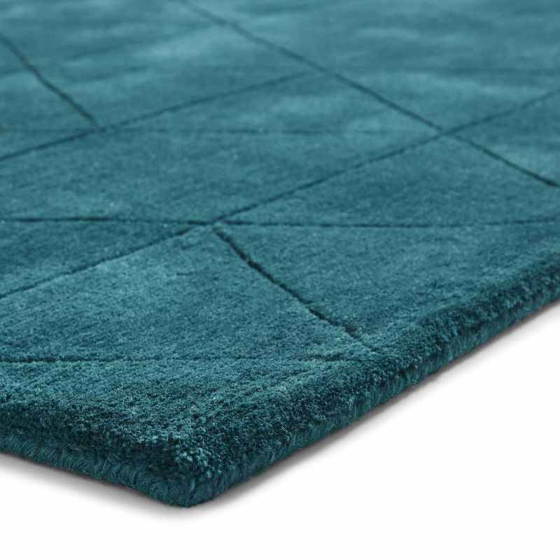 Kasbah KB2025 Geometric Wool Rugs in Jewel Green