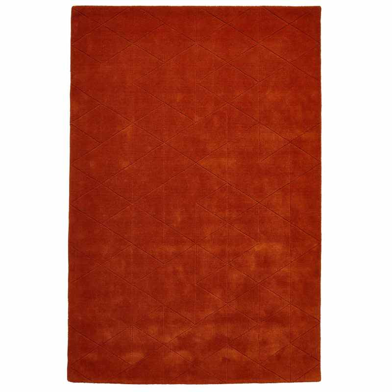 Kasbah KB2025 Geometric Wool Rugs in Terracotta Orange