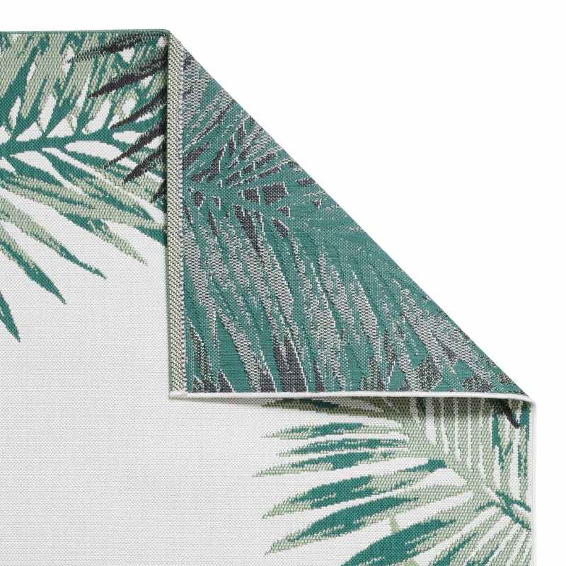 Miami 19435 Indoor Outdoor Botanical Leaf Rug in Light Beige Green
