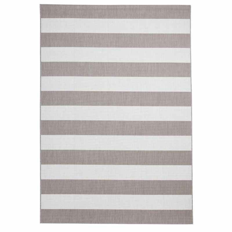 Santa Monica 48644 Indoor Outdoor Stripe Rug in Beige Cream