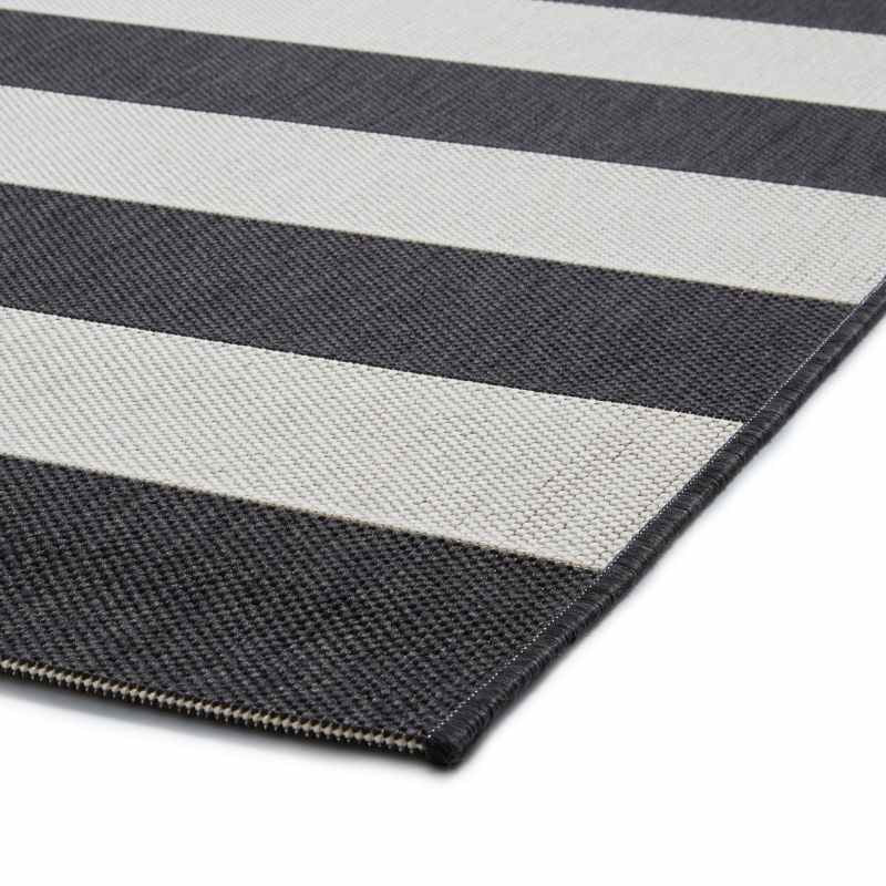 Santa Monica 48644 Indoor Outdoor Stripe Rug in Black White
