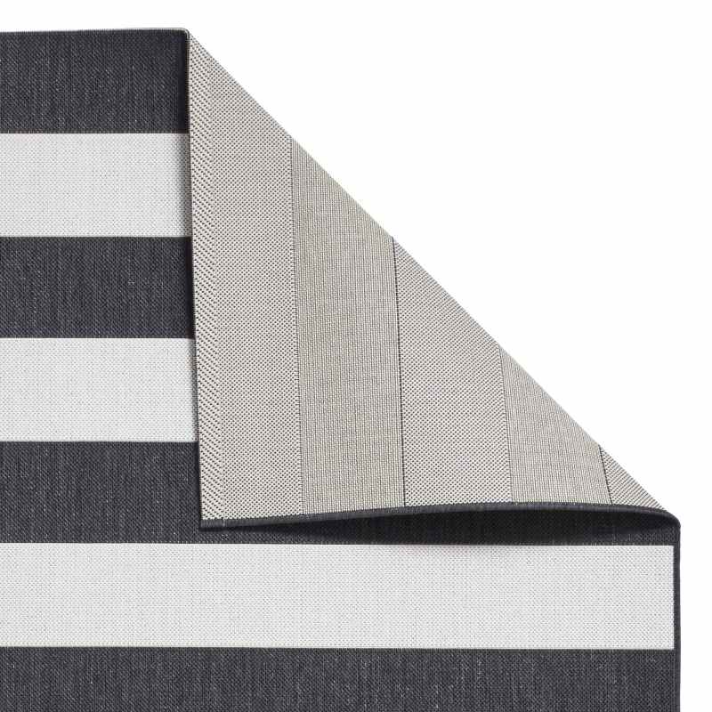 Santa Monica 48644 Indoor Outdoor Stripe Rug in Black White
