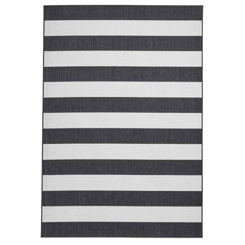 Santa Monica 48644 Indoor Outdoor Stripe Rug in Black White