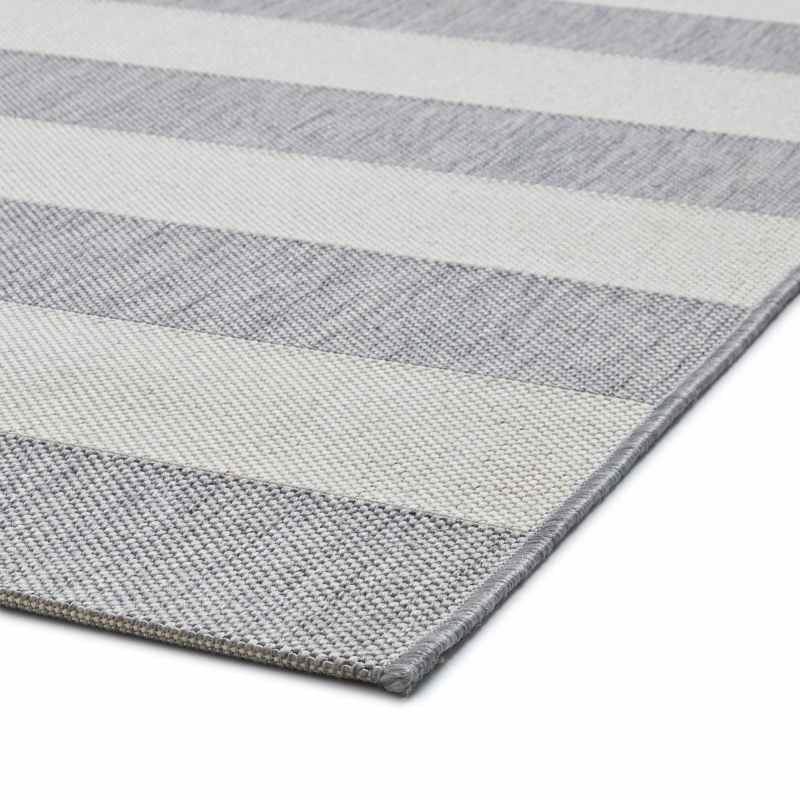Santa Monica 48644 Indoor Outdoor Stripe Rug in Grey Light Beige