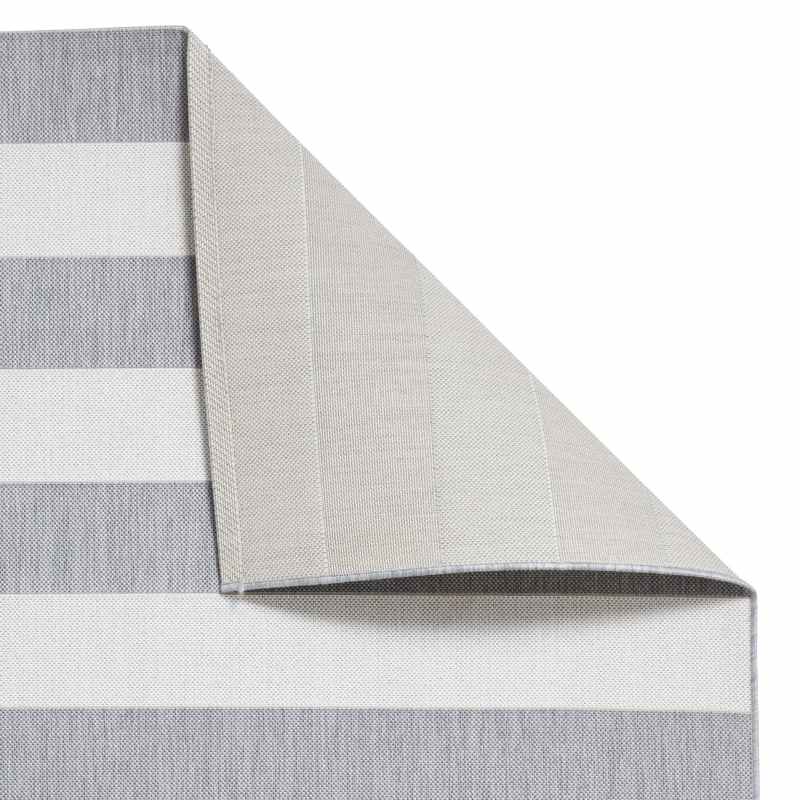 Santa Monica 48644 Indoor Outdoor Stripe Rug in Grey Light Beige