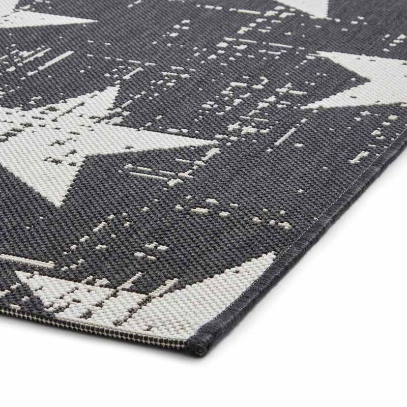 Santa Monica 48648 Indoor Outdoor Star Rug in Black White