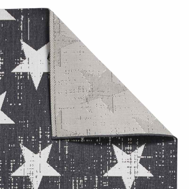 Santa Monica 48648 Indoor Outdoor Star Rug in Black White
