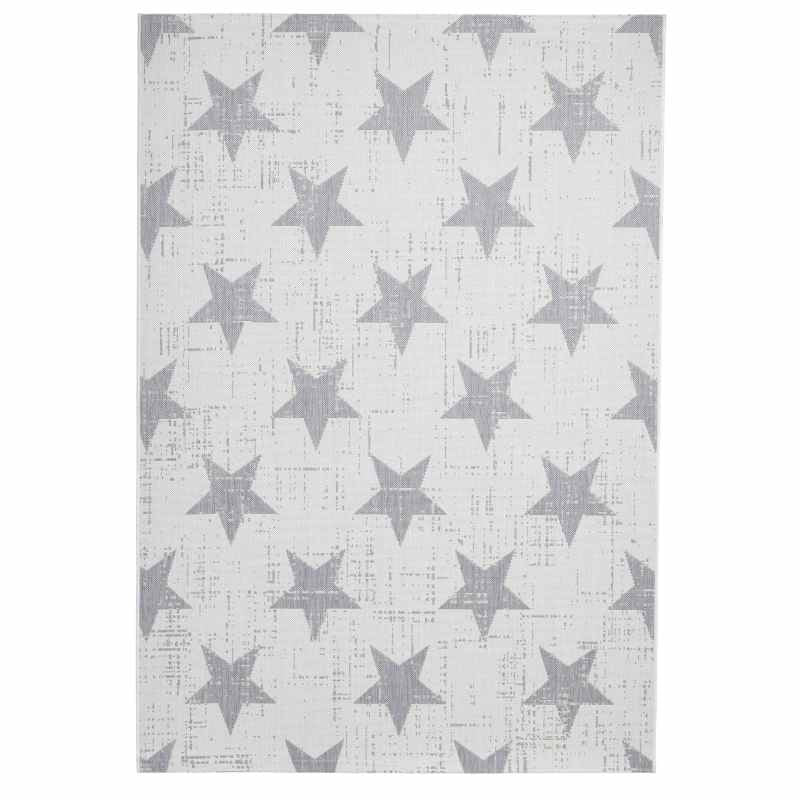 Santa Monica 48648 Indoor Outdoor Star Rug in Cream Grey