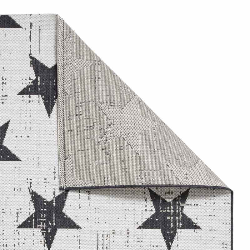 Santa Monica 48648 Indoor Outdoor Star Rug in White Black