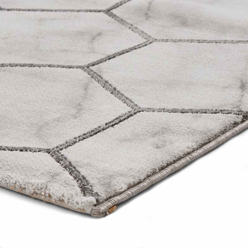 Craft NG719 Marble Effect Honeycomb Rugs in Grey Silver