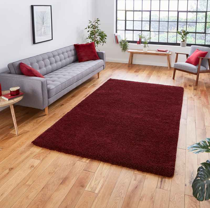 Sierra 9000 Shaggy Rugs in Ruby Red