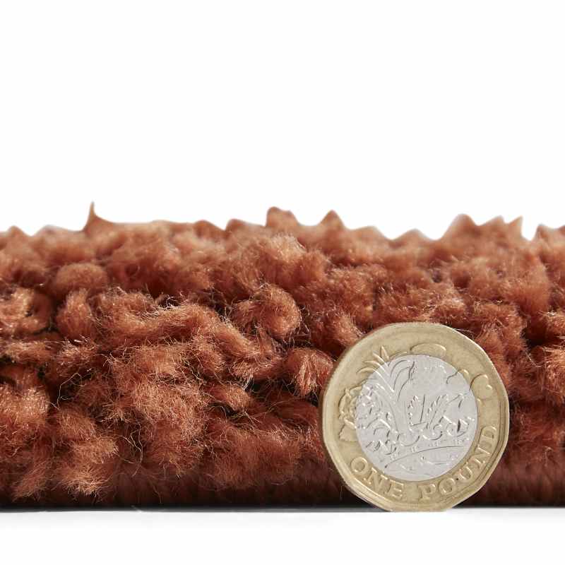 Sierra 9000 Plain Shaggy Modern Rugs in Terracotta Orange