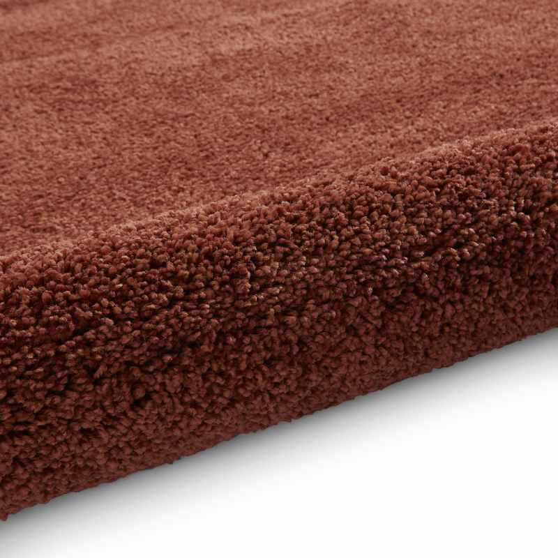 Sierra 9000 Plain Shaggy Modern Rugs in Terracotta Orange