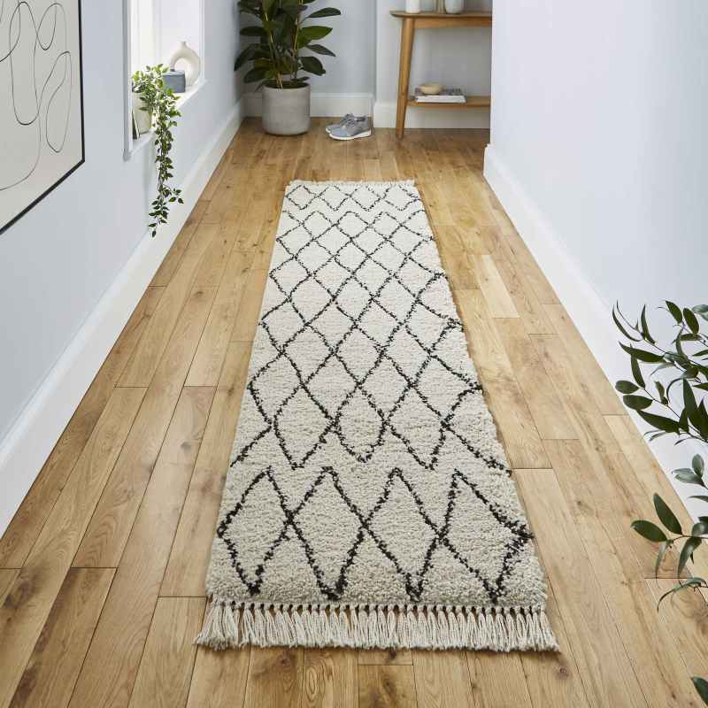Boho 8280 Scandi Geometric Runner Rugs in Beige