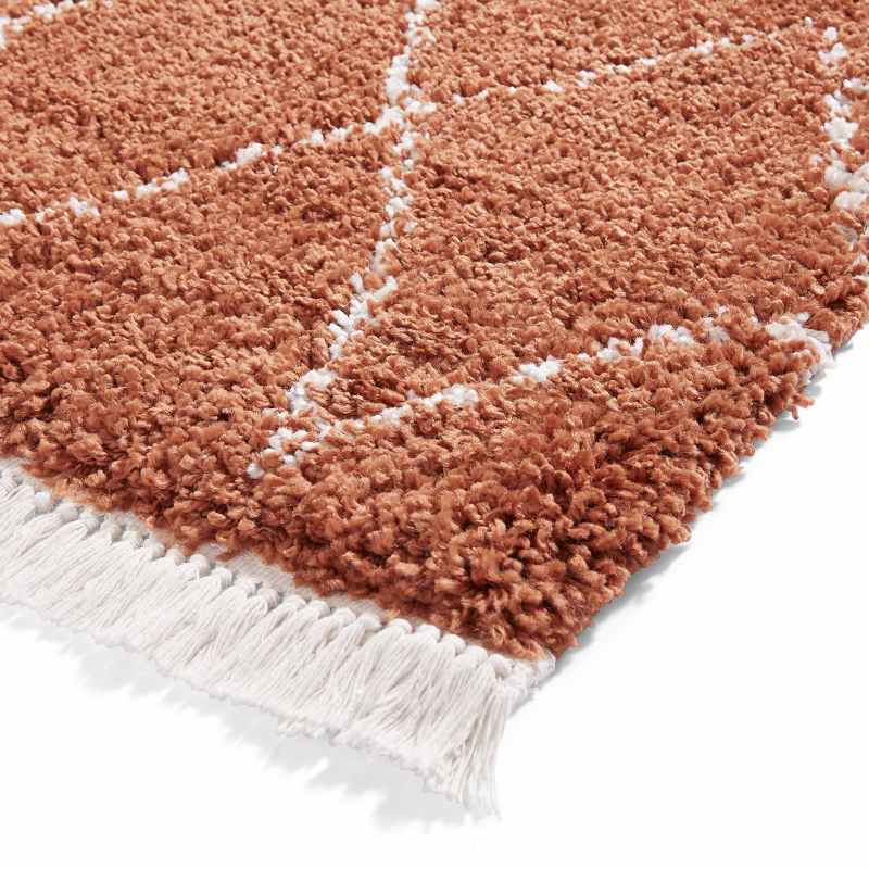 Boho 8280 Scandi Geometric Runner Rugs in Rust Orange