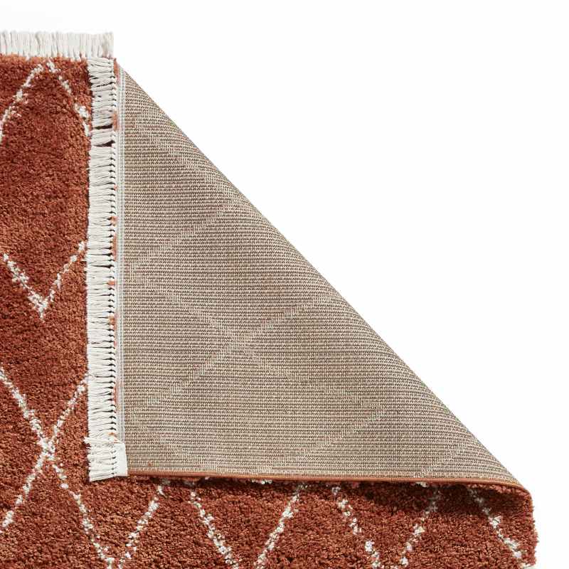 Boho 8280 Scandi Geometric Runner Rugs in Rust Orange
