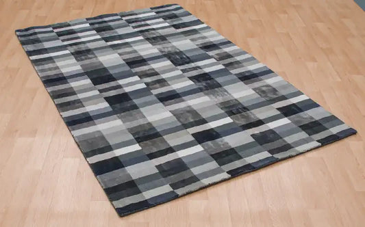 Asiatic deco graphite Grey Living Room Geometric Rug.