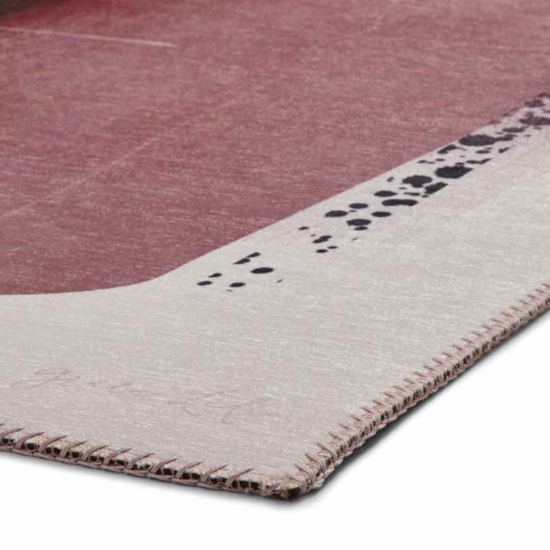 AB0151 Modern Abstract Rug by Michelle Collins in Rose Crimson Pink