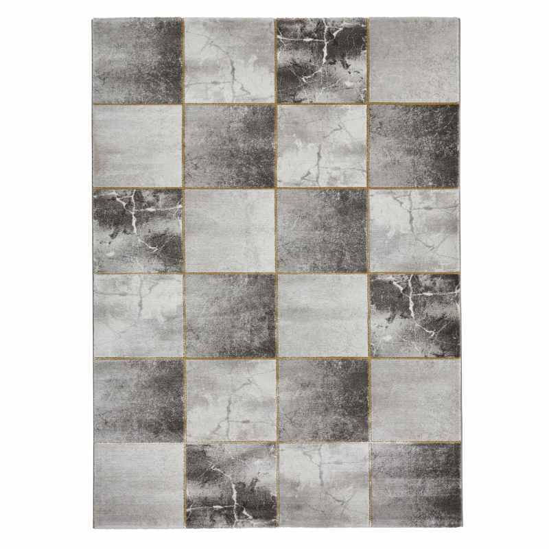 Craft 23495 Modern Marble Effect Rugs in Grey Gold
