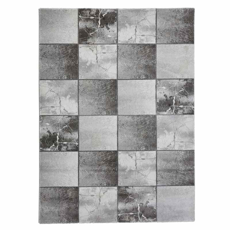 Craft 23495 Modern Marble Effect Rugs in Ivory Silver