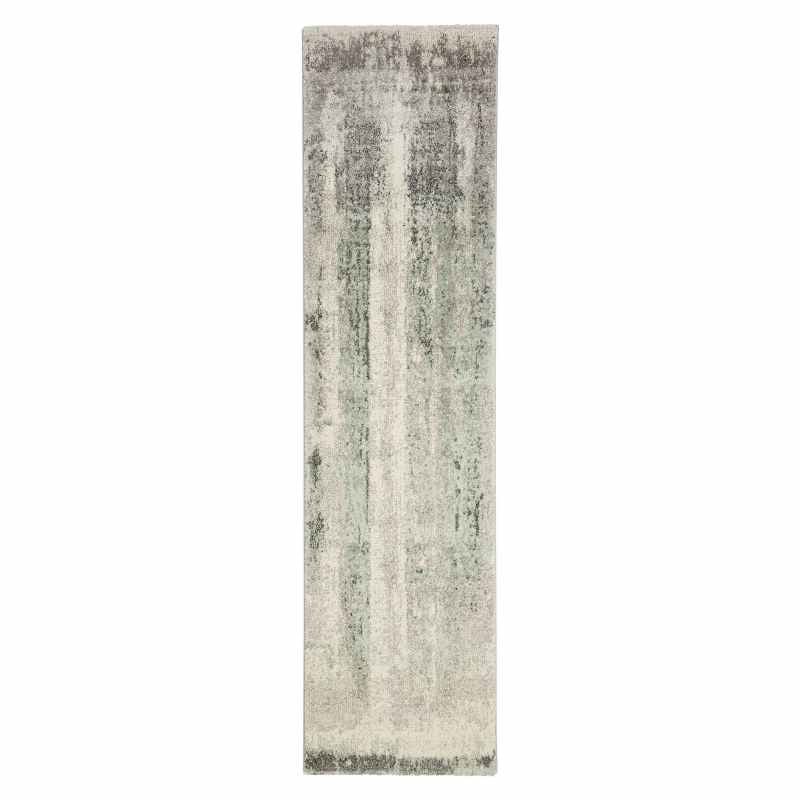 Brooklyn 8595 Abstract Hall Runner in Ivory Grey Green