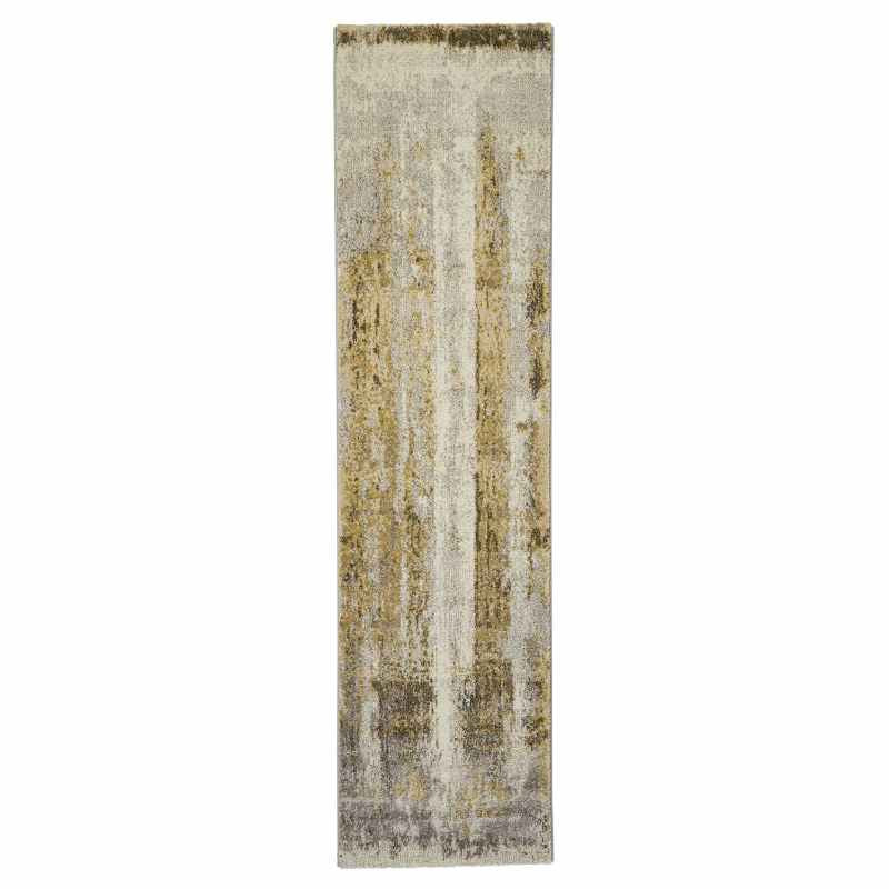 Brooklyn 8595 Abstract Hall Runner in Ivory Grey Yellow