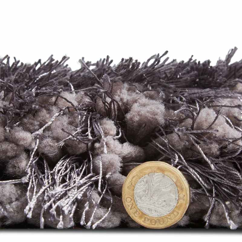 Montana Shaggy Round Circle Rugs in Dark Grey