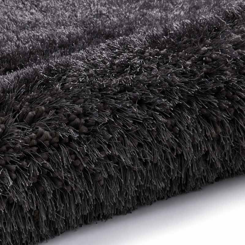 Montana Shaggy Round Circle Rugs in Dark Grey