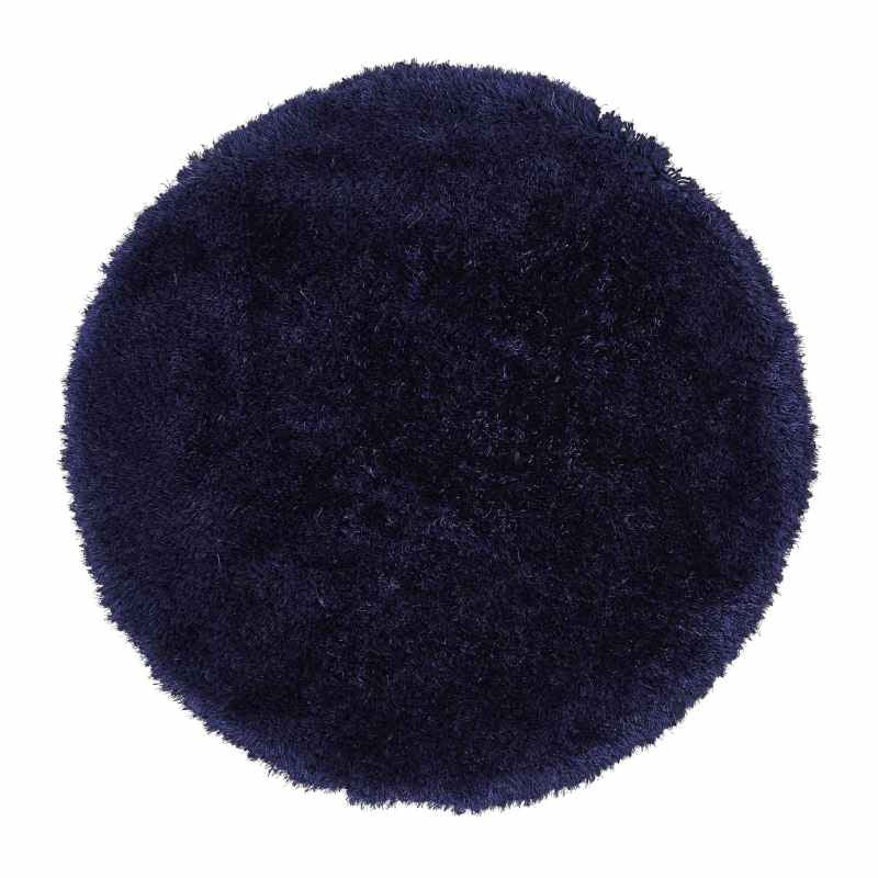 Montana Shaggy Round Circle Rugs in Dark Navy Blue