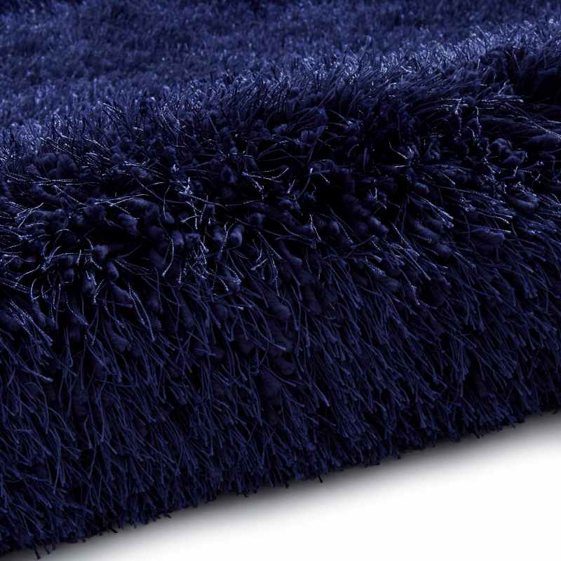 Montana Shaggy Round Circle Rugs in Dark Navy Blue