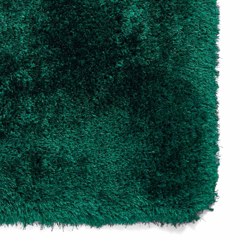 Montana Shaggy Round Circle Rugs in Jewel Green