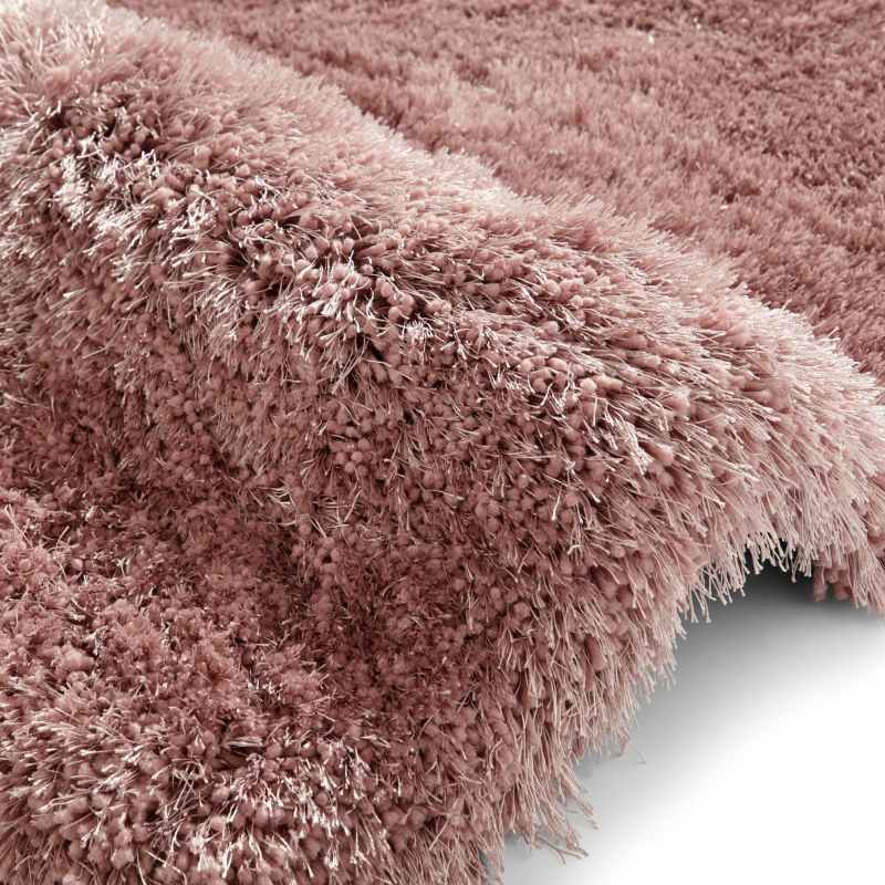 Montana Shaggy Round Circle Rugs in Rose Pink