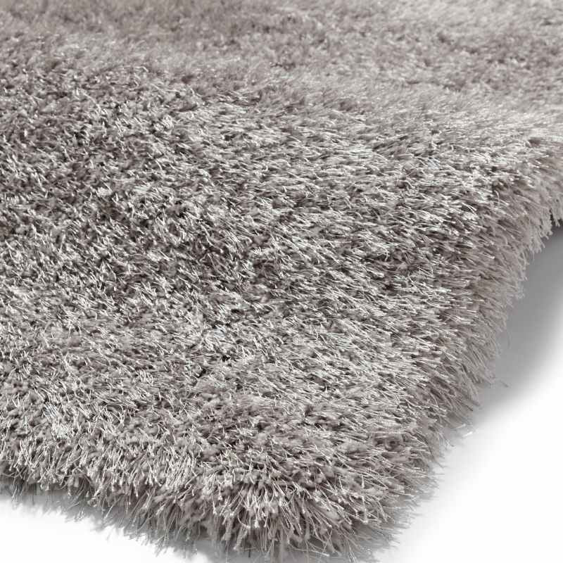 Montana Shaggy Round Circle Rugs in Silver Grey