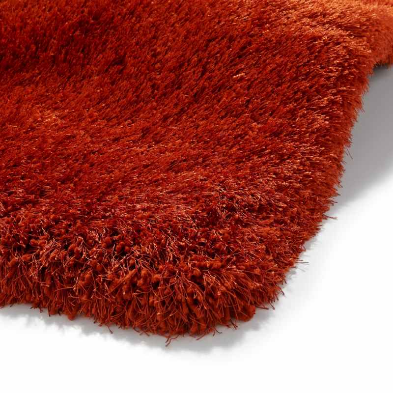 Montana Shaggy Round Circle Rugs in Terra Orange
