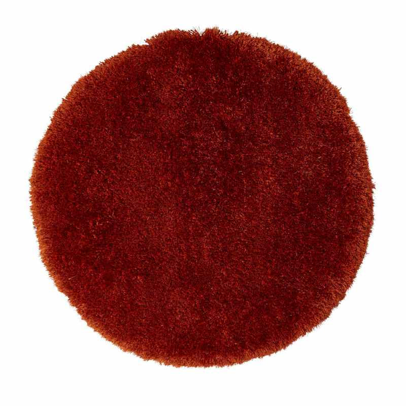 Montana Shaggy Round Circle Rugs in Terra Orange