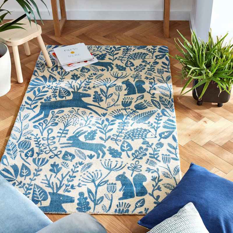 Kelda Woodland Rugs by Scion in 023508 Cobalt Blue