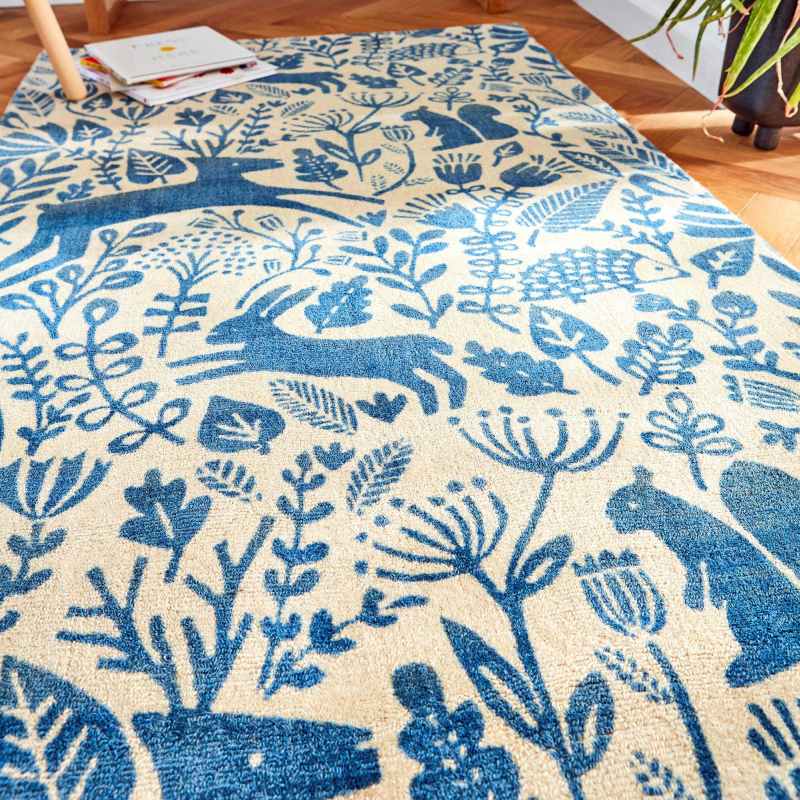 Kelda Woodland Rugs by Scion in 023508 Cobalt Blue