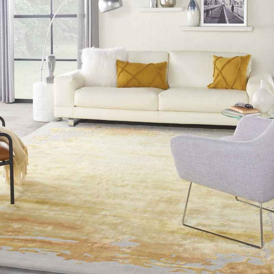 Prismatic PRS19 Abstract Wool Rugs in GRYGD Grey Gold