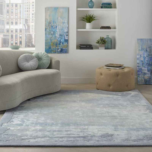 Prismatic PRS19 Abstract Wool Rugs in SFMSL Grey Blue