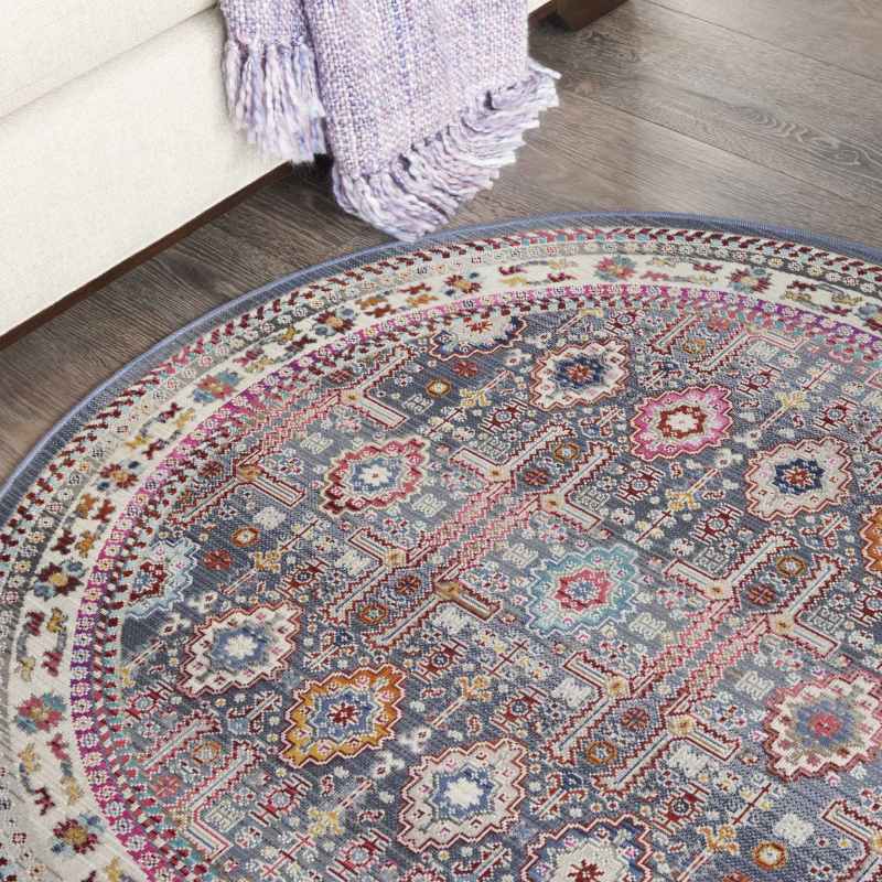 Vintage Kashan Traditional Circle Rugs VKA05 by Nourison in Grey Multi