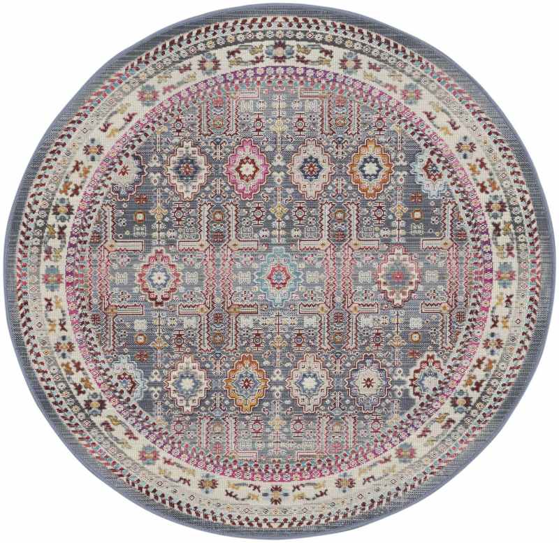 Vintage Kashan Traditional Circle Rugs VKA05 by Nourison in Grey Multi