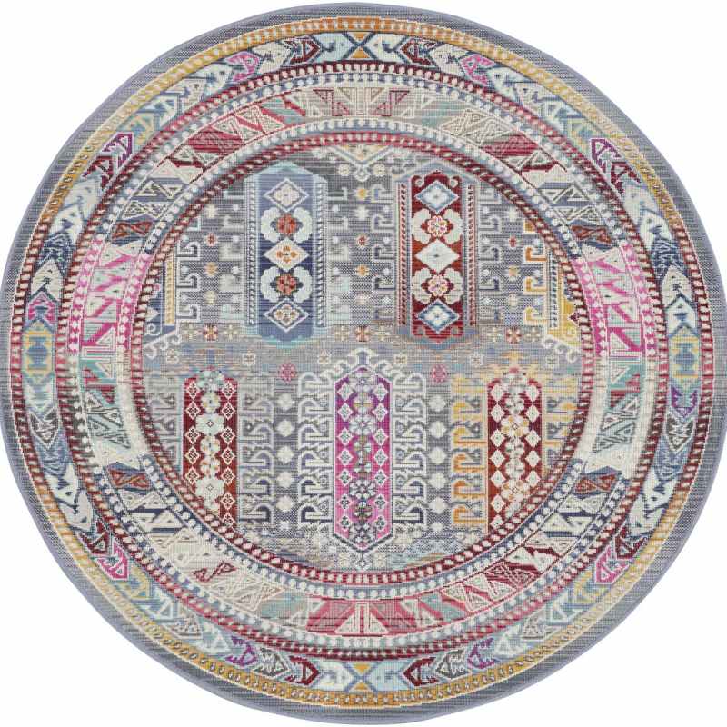 Vintage Kashan Traditional Circle Rugs VKA06 by Nourison in Grey Multi