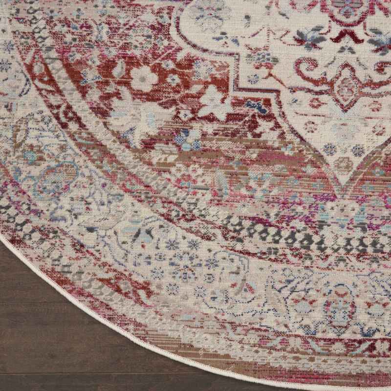 Vintage Kashan Traditional Circle Rugs VKA07 by Nourison in Red Ivory