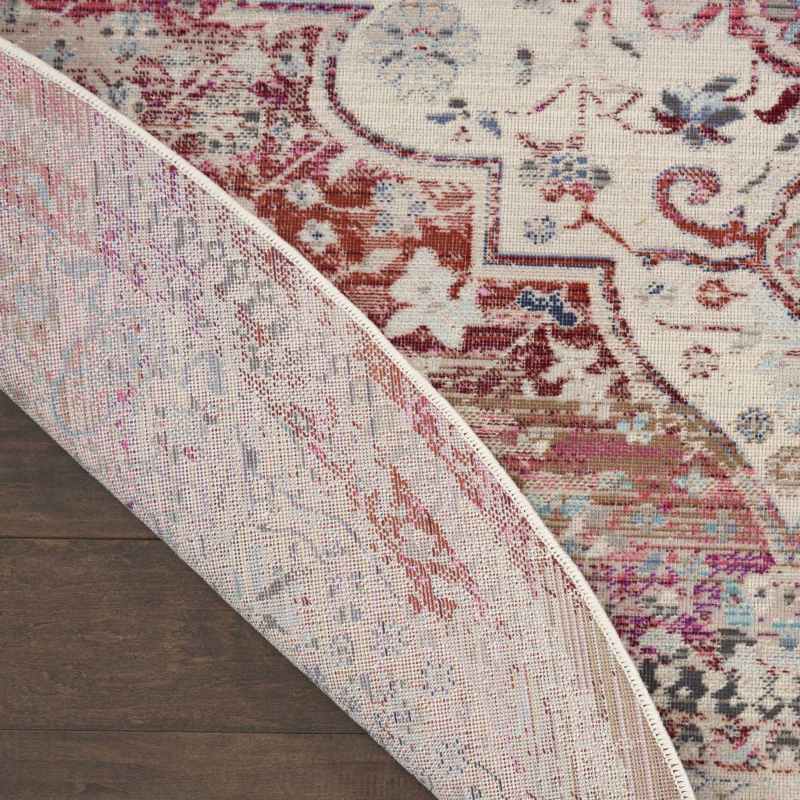 Vintage Kashan Traditional Circle Rugs VKA07 by Nourison in Red Ivory