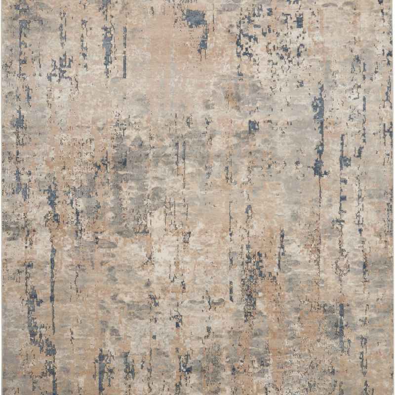 Quarry QUA01 Abstract Distressed Runner Rugs in Beige Grey